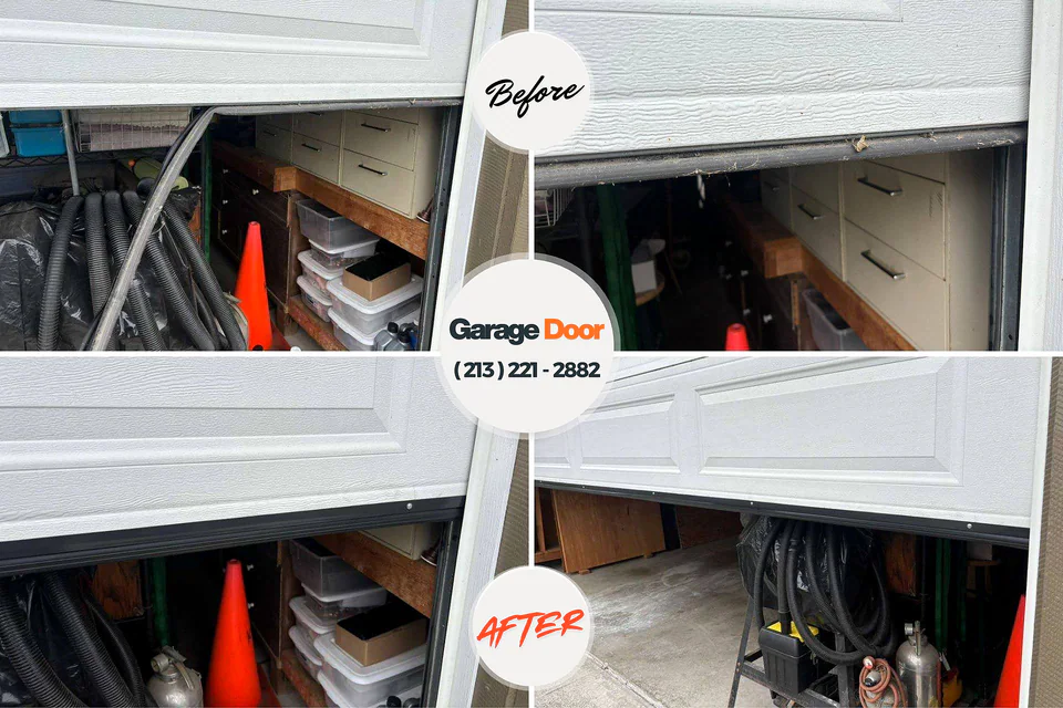 Before and after: garage door repair Chesterland, OH